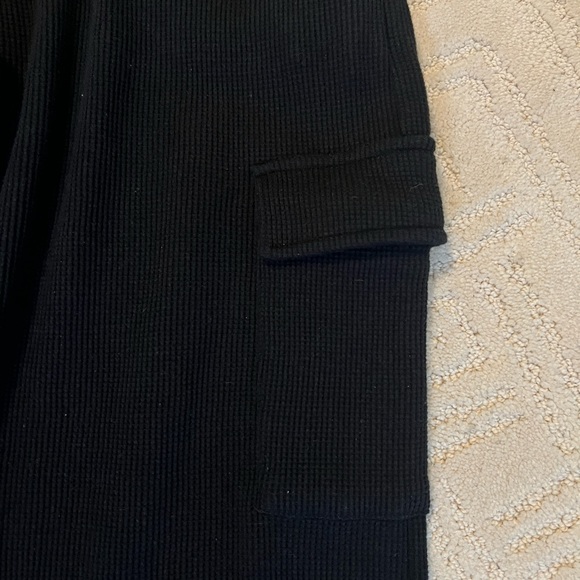 Black Waffle Knit Cargo Pants - Picture 2 of 9